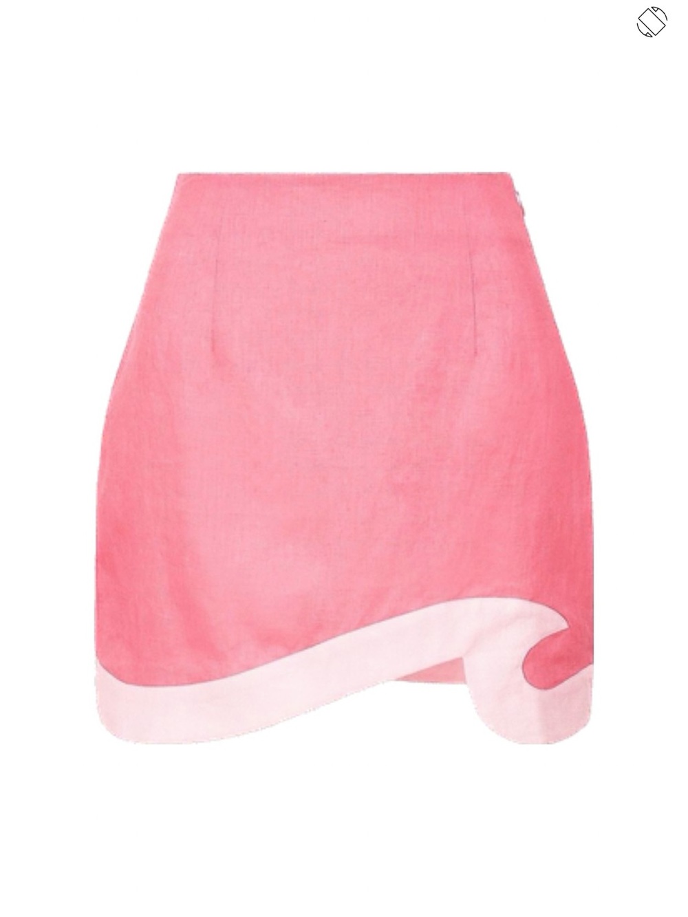 Staud Leandro Two-Tone Linen Miniskirt Coral Paradise Pearl Pink